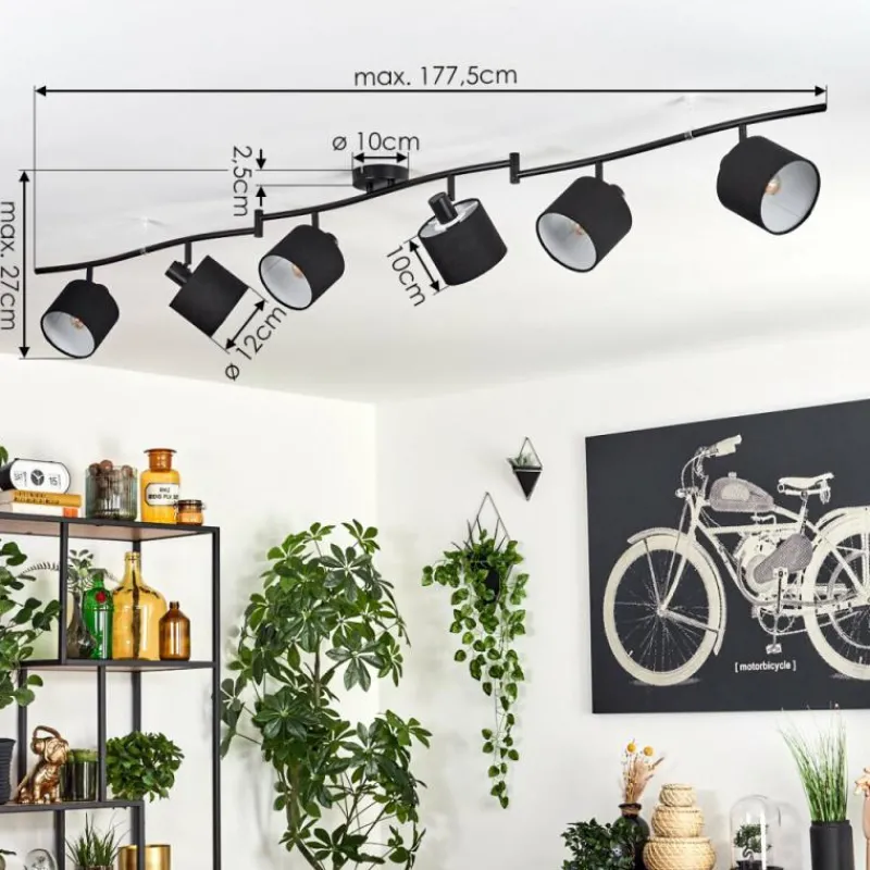 Lampes En Tissu-hofstein Alsen Plafonnier Noir, 6 lumières