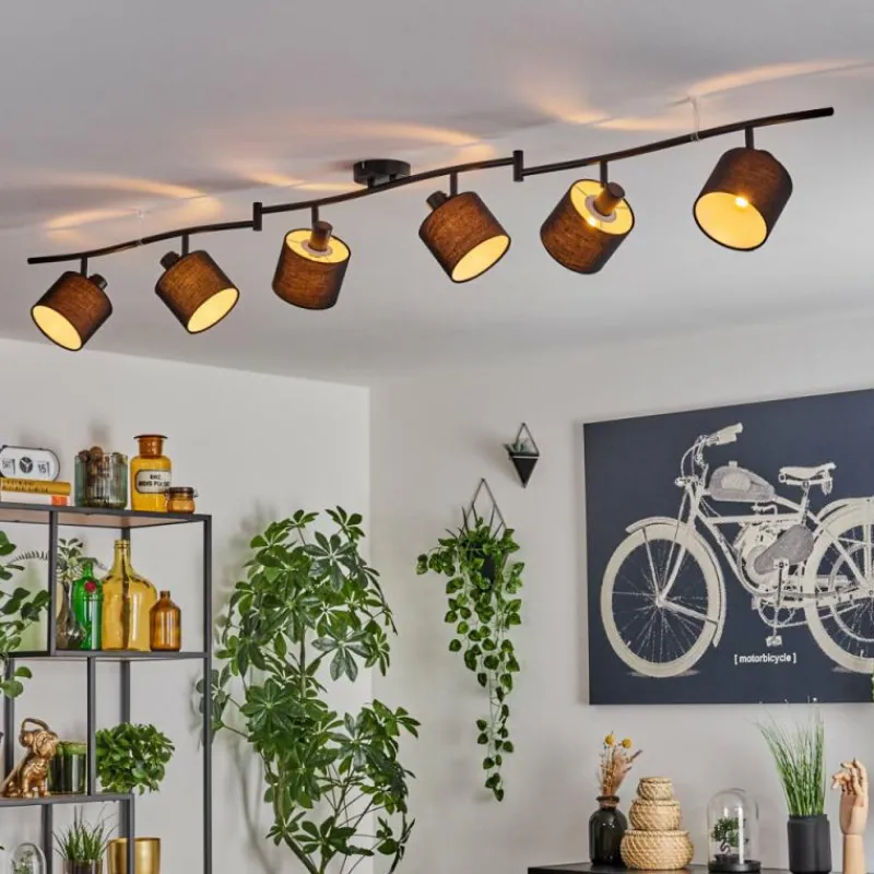 Lampes En Tissu-hofstein Alsen Plafonnier Noir, 6 lumières