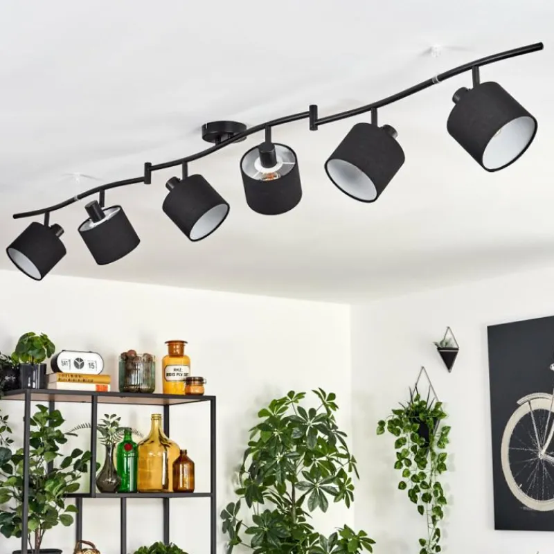 Lampes En Tissu-hofstein Alsen Plafonnier Noir, 6 lumières
