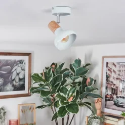 Lampes En Bois-hofstein Alyra Plafonnier, Spot de plafond Blanc, 1 lumière