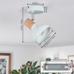 Lampes En Bois-hofstein Alyra Plafonnier, Spot de plafond Blanc, 1 lumière