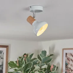 Lampes En Bois-hofstein Alyra Plafonnier, Spot de plafond Blanc, 1 lumière