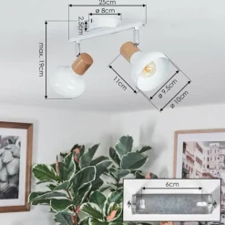 Lampes En Bois-hofstein Alyra Plafonnier, Spot de plafond Blanc, 2 lumières