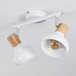 Lampes En Bois-hofstein Alyra Plafonnier, Spot de plafond Blanc, 2 lumières