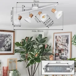 Lampes En Bois-hofstein Alyra Plafonnier, Spot de plafond Blanc, 4 lumières