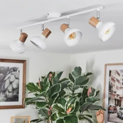 Lampes En Bois-hofstein Alyra Plafonnier, Spot de plafond Blanc, 4 lumières