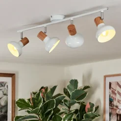 Lampes En Bois-hofstein Alyra Plafonnier, Spot de plafond Blanc, 4 lumières