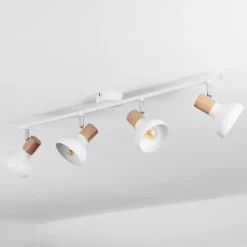 Lampes En Bois-hofstein Alyra Plafonnier, Spot de plafond Blanc, 4 lumières
