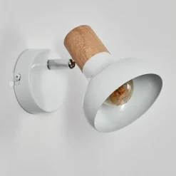 Lampes En Bois-hofstein Alyra Spot de plafond, Applique murale, Spot mural Blanc, 1 lumière