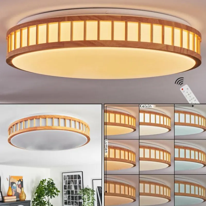 Luminaires Scandinaves-hofstein Amarelos Plafonnier LED Écru, Blanc, 1 lumière, Télécommandes