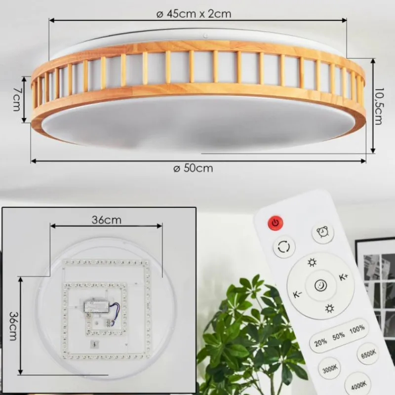 Luminaires Scandinaves-hofstein Amarelos Plafonnier LED Écru, Blanc, 1 lumière, Télécommandes