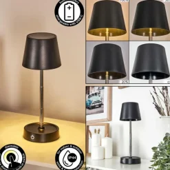 Luminaires Scandinaves-hofstein Amien Lampe de table d'extérieur, Lampe à poser LED Noir, Argenté, 1 lumière