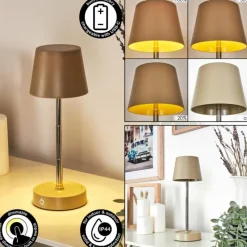 Luminaires Scandinaves-hofstein Amien Lampe de table d'extérieur, Lampe à poser LED Sable, Argenté, 1 lumière