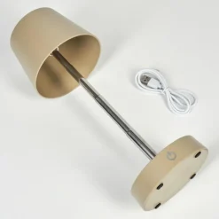 Luminaires Scandinaves-hofstein Amien Lampe de table d'extérieur, Lampe à poser LED Sable, Argenté, 1 lumière