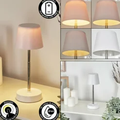 Luminaires Scandinaves-hofstein Amien Lampe de table d'extérieur, Lampe à poser LED Argenté, Blanc, 1 lumière