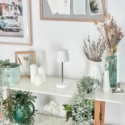 Luminaires Scandinaves-hofstein Amien Lampe de table d'extérieur, Lampe à poser LED Argenté, Blanc, 1 lumière