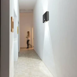 Luminaires Leuchten Direkt AMIN Applique murale LED Noir, 2 lumières, Détecteur de mouvement