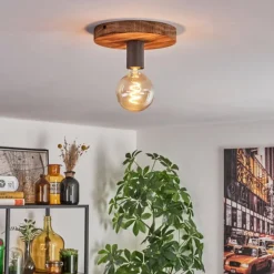 Luminaires Scandinaves-hofstein Amnicon Plafonnier Écru, Noir, 1 lumière