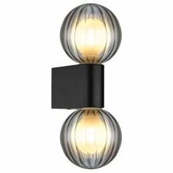 Suspension Verre Fumé-Luminaires Globo Lighting Ander Applique murale Noir, 2 lumières