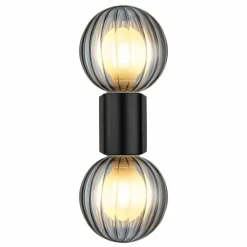 Suspension Verre Fumé-Luminaires Globo Lighting Ander Applique murale Noir, 2 lumières