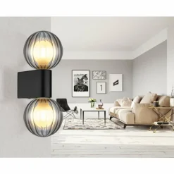 Suspension Verre Fumé-Luminaires Globo Lighting Ander Applique murale Noir, 2 lumières