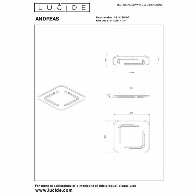 Lampes Dorées-Luminaires Lucide ANDREAS Plafonnier LED Or, 1 lumière
