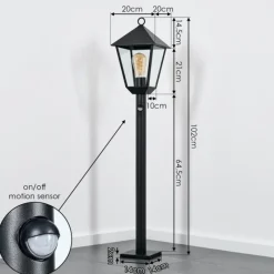 hofstein Anfei Eclairage de chemin Noir, 1 lumière, Détecteur de mouvement