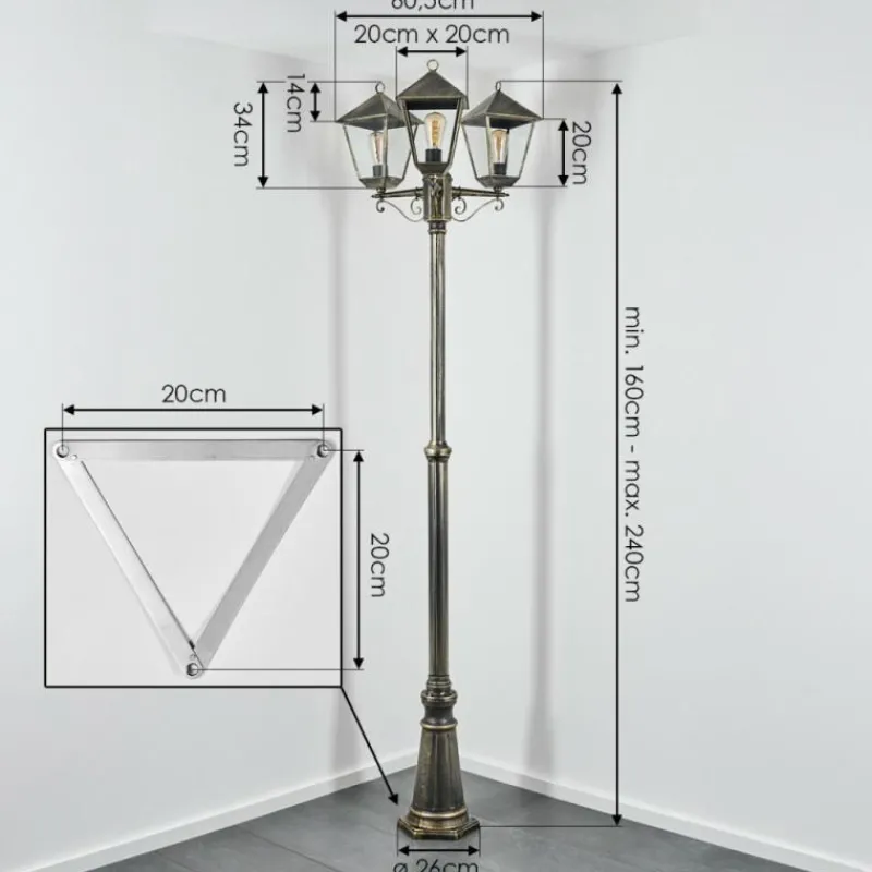 Luminaires Rustiques-hofstein Anfei Eclairage de chemin Or, Noir, 3 lumières