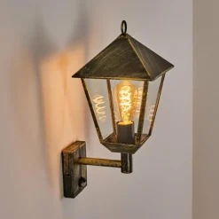 Lampes Dorées-hofstein Anfei Lampe murale d´extérieur Or, Noir, 1 lumière, Détecteur de mouvement