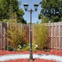 Luminaires Rustiques-hofstein Anfei Luminaire extérieur, Réverbère, Eclairage de chemin Or, Noir, 2 lumières