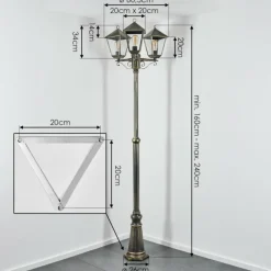 Luminaires Rustiques-hofstein Anfei Luminaire extérieur, Réverbère, Eclairage de chemin Or, Noir, 3 lumières