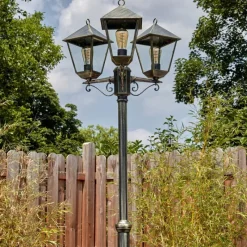 Luminaires Rustiques-hofstein Anfei Luminaire extérieur, Réverbère, Eclairage de chemin Or, Noir, 3 lumières