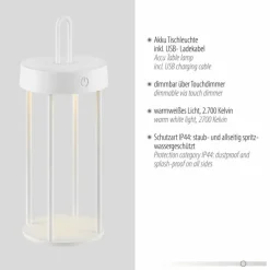 Luminaires Leuchten Direkt ANSELM Lampe à poser LED Blanc, 1 lumière