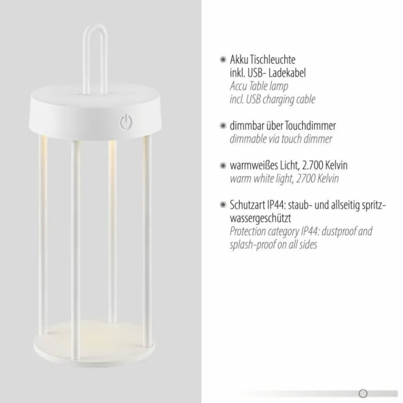 Luminaires Leuchten Direkt ANSELM Lampe à poser LED Blanc, 1 lumière