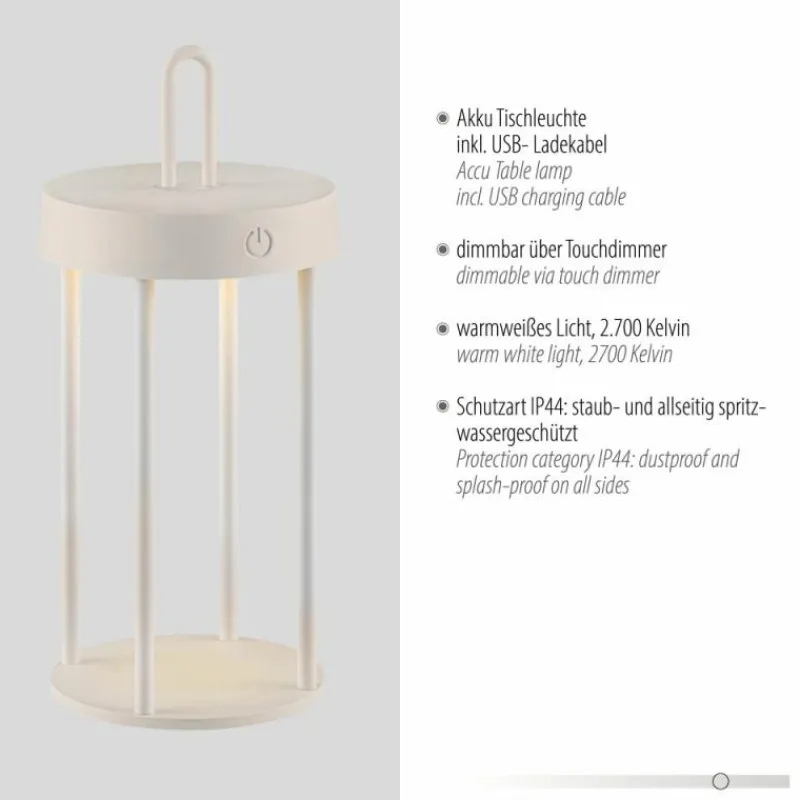 Luminaires Leuchten Direkt ANSELM Lampe à poser LED Gris, 1 lumière