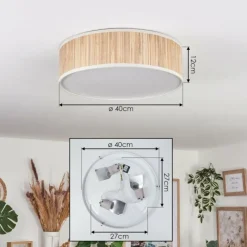 Lampes En Tissu-hofstein Antillo Plafonnier beige, Écru, Blanc, 3 lumières