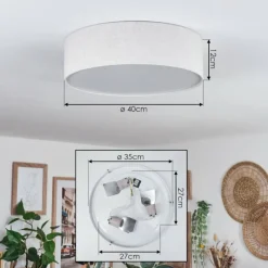 Lampes En Tissu-hofstein Antillo Plafonnier Blanc, 3 lumières