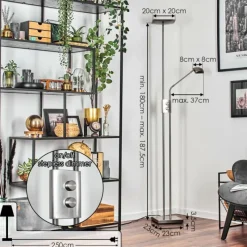 hofstein Antra Lampadaire LED Nickel mat, 1 lumière