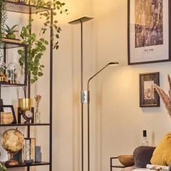 hofstein Antra Lampadaire LED Nickel mat, 1 lumière