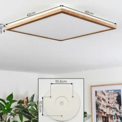 hofstein Antra Plafonnier, Panel LED Couleur bois, Blanc, 1 lumière