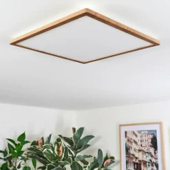 hofstein Antra Plafonnier, Panel LED Couleur bois, Blanc, 1 lumière