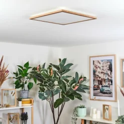 hofstein Antra Plafonnier, Panel LED Couleur bois, Blanc, 1 lumière