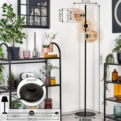 hofstein Apedo Lampadaire Ambre, 3 lumières