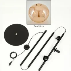 hofstein Apedo Lampadaire Ambre, 3 lumières