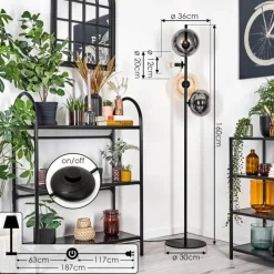 hofstein Apedo Lampadaire Ambre, Clair, Fumé, 4 lumières