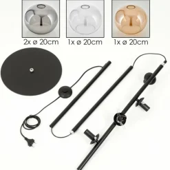 hofstein Apedo Lampadaire Ambre, Clair, Fumé, 4 lumières