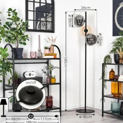 hofstein Apedo Lampadaire Ambre, Fumé, 3 lumières