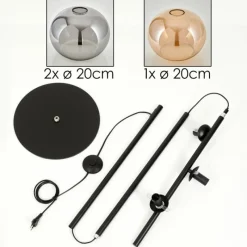 hofstein Apedo Lampadaire Ambre, Fumé, 3 lumières