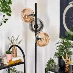 hofstein Apedo Lampadaire Ambre, Fumé, 3 lumières
