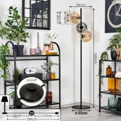 hofstein Apedo Lampadaire Ambre, Fumé, 3 lumières